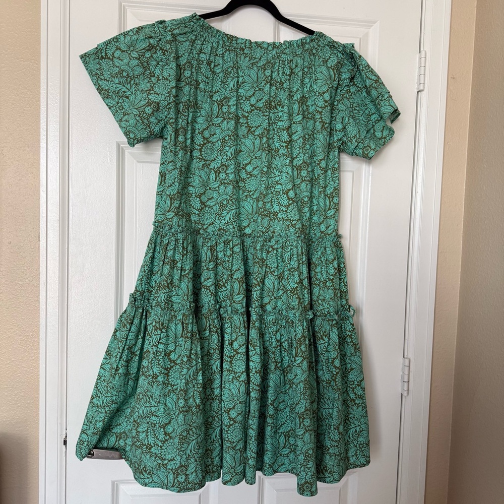 SUNDANCE Liora Poplin Popover Ruffle Tiered Dress with Pockets Boho Medium - Picture 3 of 9